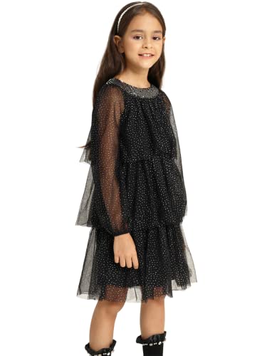 Arshiner Mädchen Festkleid | Langarm Tüllkleid High-Low | Für Hochzeit, Blumenmädchen, Kommunion 6-16 Jahre