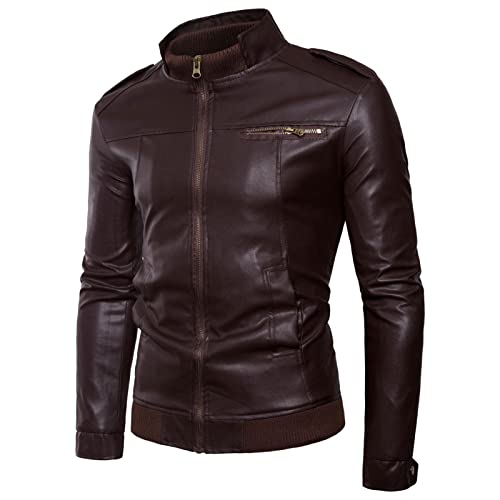 Chaqueta de Cuero para Hombre Estilo Motociclista Ligera miniatura 2