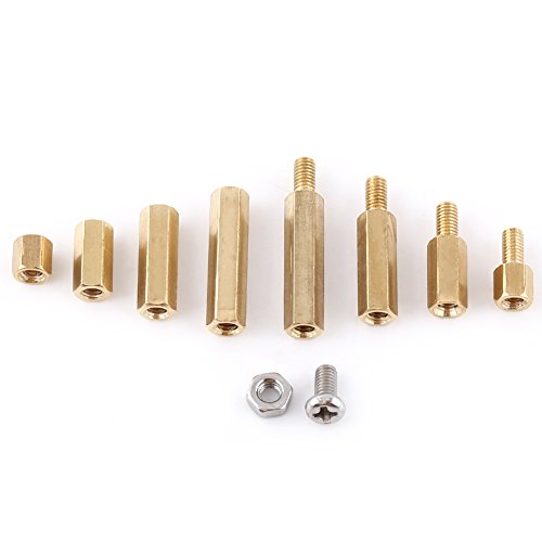 200pcs M3 Brass StandOff Stainless Steel Screw Nut Set, PCB Hex Male Female Threaded Spacers Screw Nut Assortment DIY Set for Motherboard(Set B)