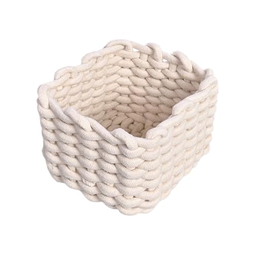 Panier de rangement tissé - Panier de rangement tissé avec couvercle - Paniers en corde de coton - Panier rectangulaire pour jouets - Boîte décorative pour maternelle, salle de bain, salon et classe
