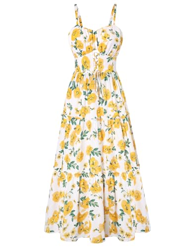 Image of GRACE KARIN 2026 Women's Spaghetti Vacation Sundress Summer Beach Flowy Boho Floral Maxi Dresses with Pockets
