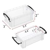 BTSKY 6 Pack Small Clear Plastic Storage Box with Lid Mini Sewing Box Organizer with Black Latch Stackable Craft Storage Containers Small Organizer Box for Stationery, Jewelry, and More