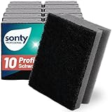 SONTY Spülschwamm Grau/Schwarz aus Österreich - 10 x Profi Schwamm | Küchenschwamm mit Schleifmittel - Topfreiniger Putzschwamm Küche gegen hartnäckigen Schmutz (9 x 7 x 4 cm - 10 Schwämme)