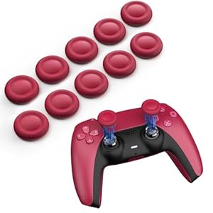 NEWDERY Joystick Replacement Grip Caps for PS4/PS5 Controller, for PS5/PS4 Thumb Grips Caps, Anti-Stickiness, Anti-Slip, Anti-Scratch, Anti-Fingerprint, for PS4/PS5 Joystick Caps-RED(10pcs)