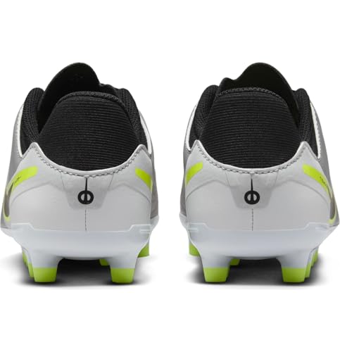 Nike Jr. Tiempo Legend 10 Academy Little/Big Kids' Multi-Ground Low-Top Soccer Cleats (DV4348-001, Metallic Silver/Volt/Black)2