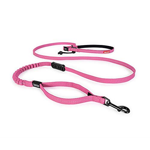 EzyDog  Correa ajustable para correr para perros pequeños  Road Runner Lite  210 cm cuerda para correr para perros, reflectante para máxima seguridad, correa elástica con amortiguador Bungee (rosa)