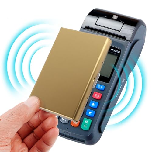 RFID Credit Card Holder, Stainless Steel Credit Card Wallet Blocking Metal Business Card Case for Men and Women (Stainless steel card holder 6 cards gold)3