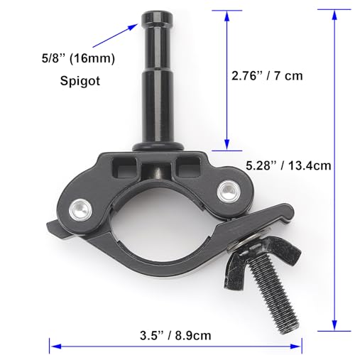 Image of PHOCUS Half Coupler Clamp with 5 /8 inch Baby Pin, Heavy Duty Truss Clamp on Round Tube for Supporting Photography Video Light Studio LED Ring Light (Clamp Range: 40-50mm)