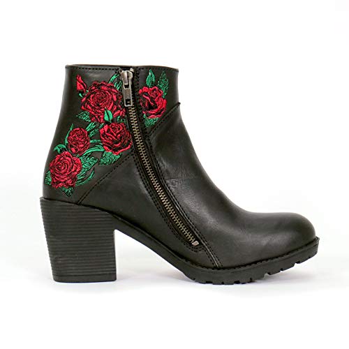 Hot Leathers BTL1008 Ladies Black Wild Roses Zipper Boot - 10.5