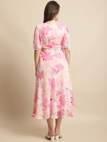 Image of Tee Projekt Women's Georgette Maxi Dress| Digital Print Floral Printed Western Ethnic Gown |Maxi Dress Casual Wear