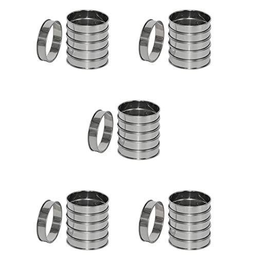 Lioggyet Paquete de 30 Anillos de Muffin Inglés Doble Enrollado de 4 Pulgadas, Anillos de Crumpet de Acero Inoxidable, Anillos de Tarta, Redondos