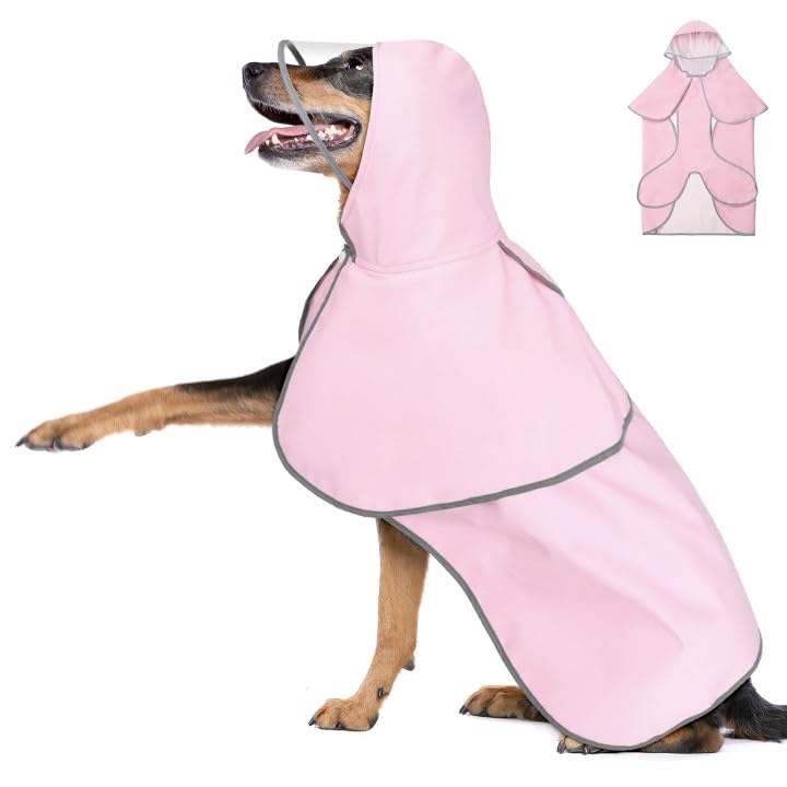 Weesiber Dog Raincoats Waterproof Dog Coat Reflective Doggie Rain Jacket with Leash Hole