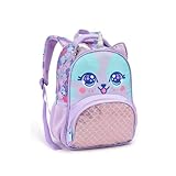 Mochila de Costas Infantil Gatinha Panda — Perfeita para Creche e Escolinha, com Design de Animais Fofinhos (Roxo)