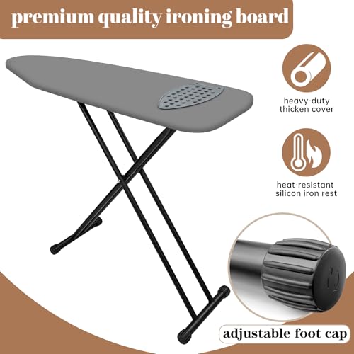 RIZTAIK Ironing Board, Compact and Space Saver,Size 13 x 43, Metal Construction Ironing Boards with Extra Thick Heavy Duty Padded, Stable Structure,Skid Feet, Premium Iron Board,Grey - Image 7
