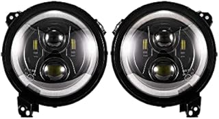 FIERYRED 9 inch LED Headlights Compitable for Jeep Wrangler JL 2018-2021, High Low Beam Function Halo Angel Eyes Headlight