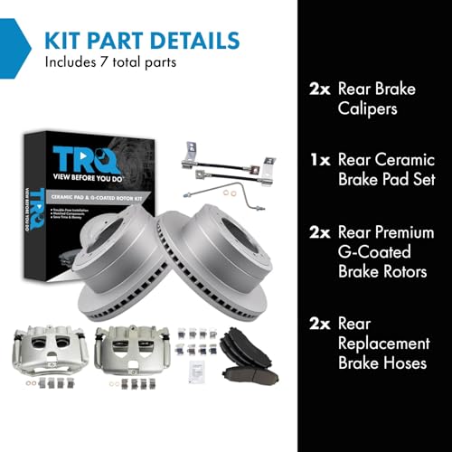 Image of TRQ Brake Pad & Rotor Kit Premium G-Coated Ceramic Compatible with 2017-2019 Ford F-350 Super Duty