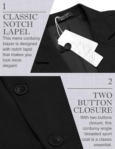 COOFANDY Mens Corduroy Blazer Casual Sport Coat Vintage Two Button Suit Blazer Jacket4