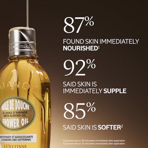 L'OCCITANE Cleansing & Softening Almond Shower Oil, Body Wash & Shaving Base Purifies & Smooths Without Drying Skin, Milky Lather, Nourishing Skincare - Image 4