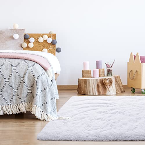 Noahas Fluffy Bedroom Rug Plush Fuzzy Rugs For Kids Room Living Room, Soft Shaggy Nursery Rug Furry Floor Carpet Modern Indoor Bedroom Decor Cute Boys Girls Room Rug, 3X5 Feet, White #TOP7