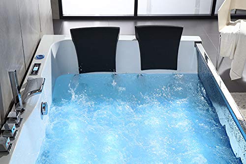 Bhbl 71 X 47 In Whirlpool Tub 2 Person, Hydromassage Soaking Spa Tub, Rectangular Freestanding Tub With Computer Panel, Air Bubble, Multicolor Light, Ul Certified (Dk-Q411) #TOP4