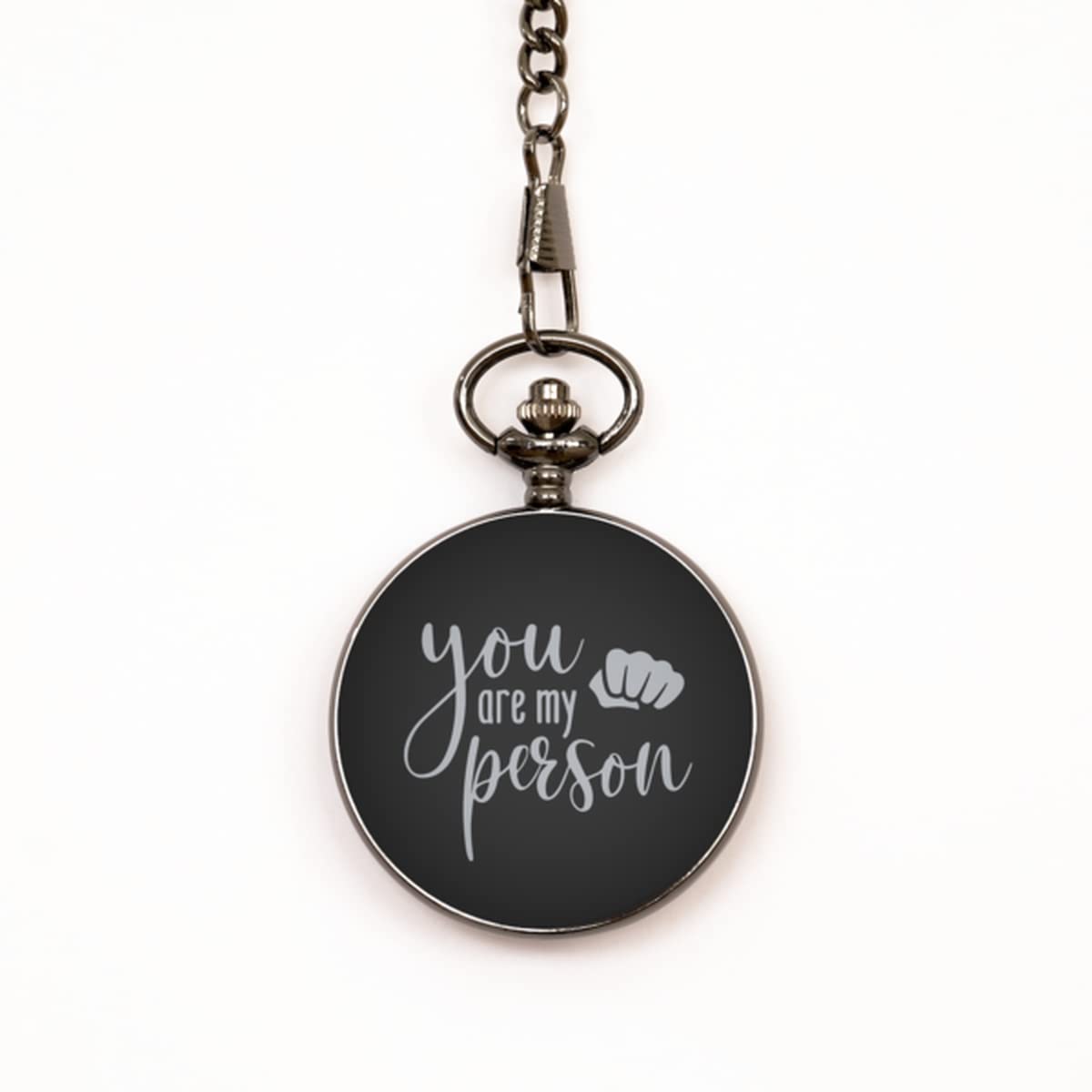 You are My Person - Engraved Black Pocket Watch - Unique Gift for Husband, Boyfriend, Fiance, Brother, Partner, Best Friend