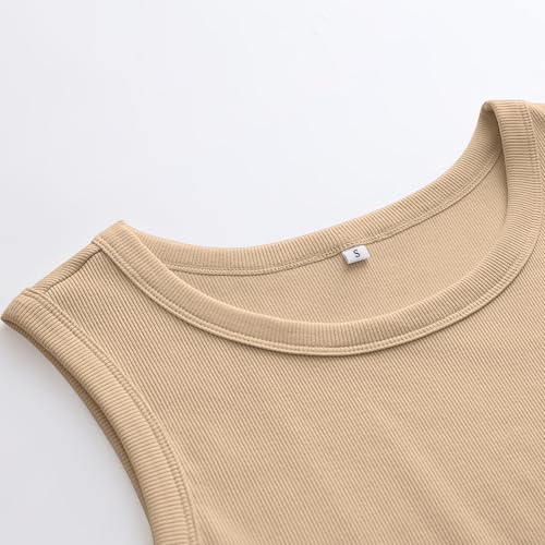 Image of ANRABESS Womens Sleeveless High Neck Tank Tops Fashion Summer Casual Basic Slim Fit Ribbed Racerback Top Shirt Clothes