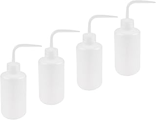 YOKIVE 4 Pcs Squeeze Wash Bottle, Lab Container with Bent Tip | Liquid Storing, Great for Laboratory, Gardening, Experiment Use (Translucent, 250ML)