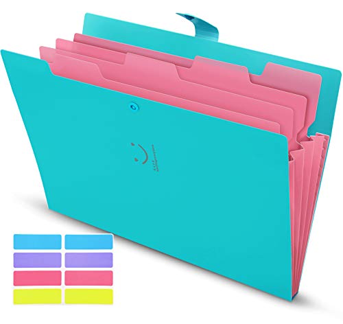SKYDUE Expanding File Folders with Pockets, Letter A4 Paper Organizer Folder Accordion Document Organizer for School Office Home(Sky Blue)