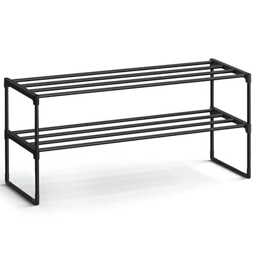 Image of SONGMICS Shoe Rack, 2-Tier Shoe Organizer, Metal Storage Shelf