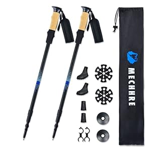 MECHHRE Wanderstöcke,Teleskop Trekkingstöcke,Nordic Walking Stöcke Damen & Herren,Extra Leicht 3K Carbon wanderstock,Mit…