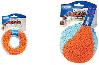 Chuckit! Indoor Dog Toy Bundle - Interactive Fetch Roller & 7.75 Inch Shaker, Orange and Blue