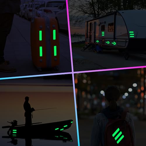 Image of LOOM Reflective Stickers for Helmet | 6pcs Prism Green | Similar to 3M Reflective Tape | Bike Reflectors for Night Riding, Mailbox reflectors | Waterproof hi vis Decals for Car, Trailer