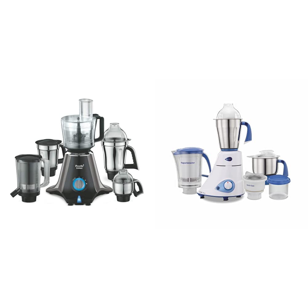 Buy Preethi Zodiac MG 218 Mixer Grinder, 750W, 5 Jars (Black/Light Grey