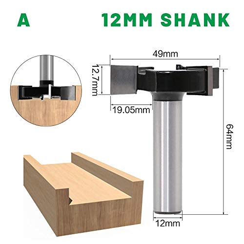 oshidede CNC Spoilboard Router Surfacing bit Moldura en T 1/2 Pulgada Vástago Losa Enrutador Enrutador Herramienta para Trabajar la Madera bit Durable