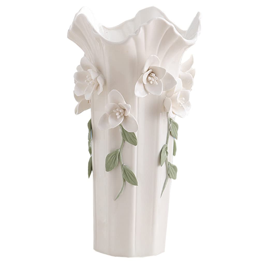 Ceramic vase， Bud Vase Ceramic Wave Shape Decorative