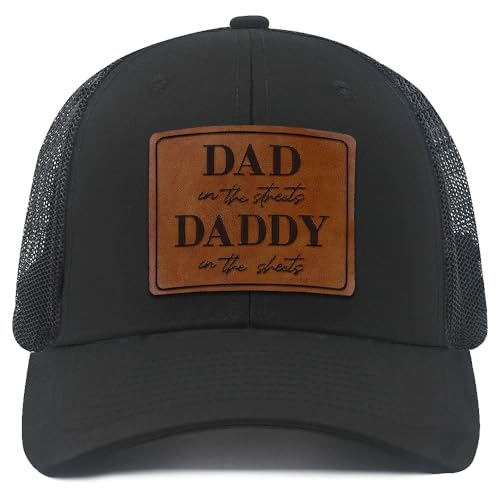 Daddy to Be Dad in The Street Daddy in The Sheets Hat Daddy Leather Patch Baseball Cap Gifts for Him Fathers Day Birthday Black Black