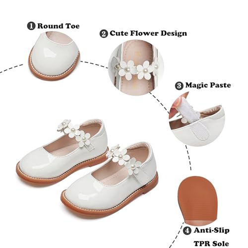 Image of Kiderence Toddler Girl Mary Jane School Uniform Dress Shoes Oxford Flats | Wide Toe Box Great Comfort for Student Shoe and Flower Girl Shoe for Wedding, Parties, Church