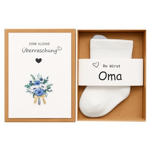Cezlstesy Schwangerschaft Verkünden | Ihr Werdet Oma und Opa | Du wirst Papa | Baby Verkündung | Babysöckchen | Überraschung Geschenkset - Liebevolle Ankündigung für Familie(Oma)
