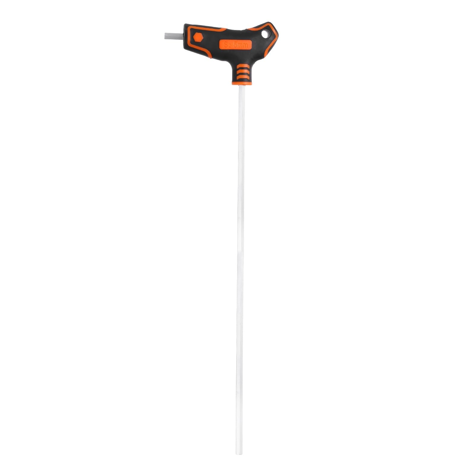 sourcing map T-Handle Flat End Hex Key Wrench 5mm Metric S2 Steel Extra Long Arm T-Key Inner Hexagon Spanner Repairing Tool for Home Auto Maintenance Bike Motorcycle Repair