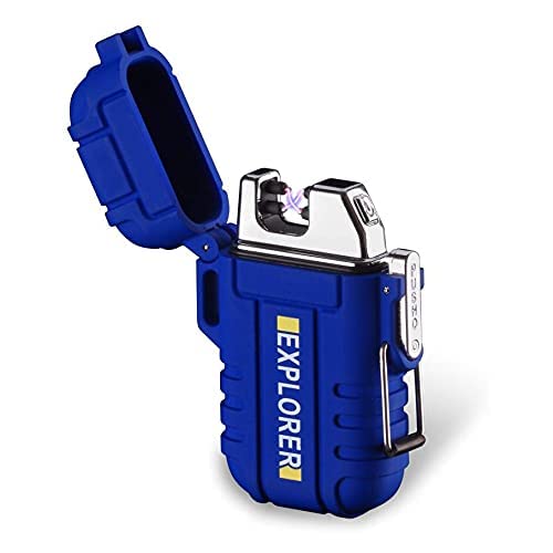 Luntra Windproof Double ARC Pocket Size Rechargeable Cigarette Cigar Water-Proof Lighter | Camping Outdoor Cigarette Cigar Lighter (Blue)-image-24