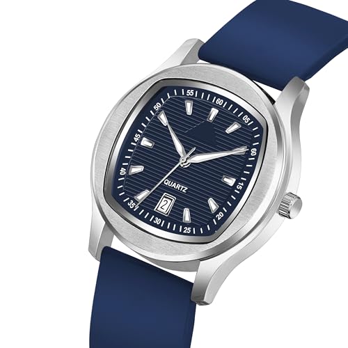 Image of styledose Minimalist dial Softest Adjustable Silicon Belt Quartz Analog Date Display Wrist Watch for Men