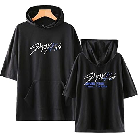 T-Shirt Boys Bang Chan Changbin Hyunjin Han Felix Seungmin Fans Cotton Printed Hooded T-Shirt Black Cover