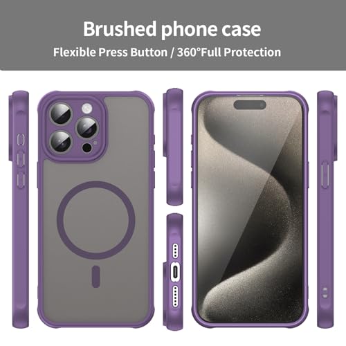 Coque iPhone 15 Pro Max antichoc violette protection MagSafe dos mat - 3