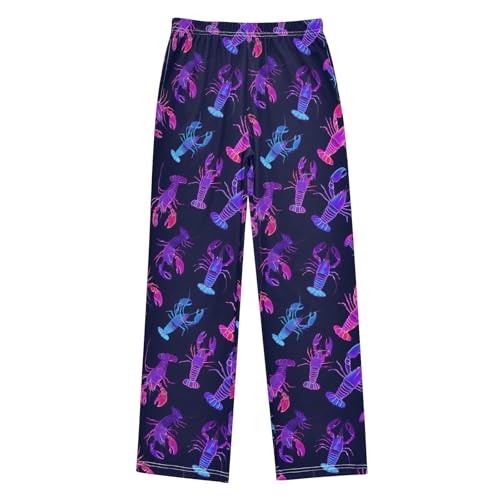 ALAZA Lobster Colorful Neon Pajama Lounge Pants Long Sleep Pajama Bottoms with Pockets