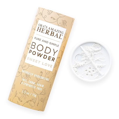 Body Powder for Women, Cornstarch and Talc Free, Bath and Dusting Powder, Amber Oil, Frankincense Essential Oil, Ylang-Ylang, Vanilla, Warm Scent, Ora's Amazing Herbal, Sweet Love 2.5 oz