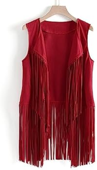 Westernvest voor dames, nep cowboy met franjes, jas met franjes, zacht, cowgirl, kort, retro, hippiekostuum, suède, mouwloos, boho, jas, jaren 70