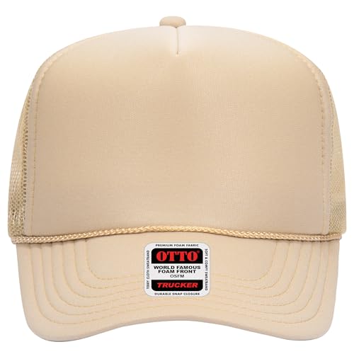 Image of OTTO Polyester Foam Front 5 Panel High Crown Mesh Back Trucker Hats in 97, Bulk, Wholesale