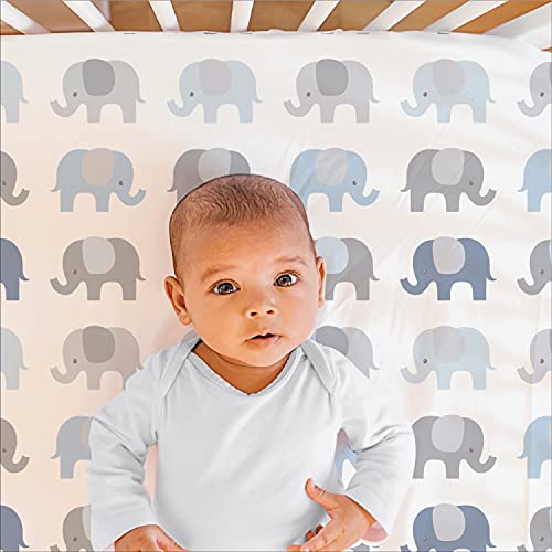 The Peanutshell Elephant Crib Bedding Set - 3 Piece Nursery Set - Crib Comforter, Fitted Crib Sheet, Crib Skirt #TOP2