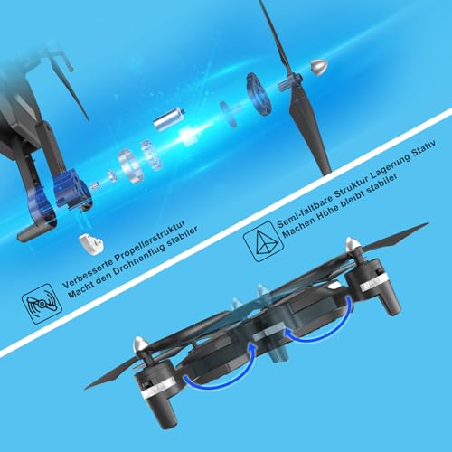 Wipkviey T26 Drone met camera, 1080p, RC opvouwbare FPV-quadcopter met 2 batterijen, 26-30 minuten vliegtijd, 3D-flip, zwaartekrachtsensor, headless mode, start/landing met één knop - Afbeelding 6