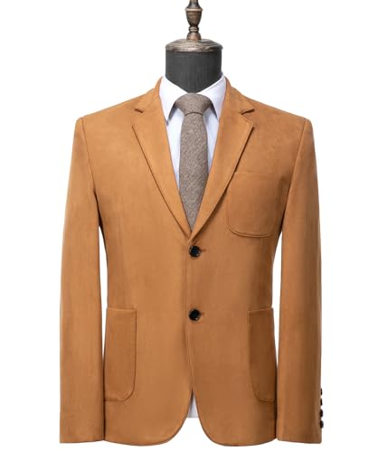 Men's Blazer Suede Single Breasted Coat Classic Fit Suit Jacket2
